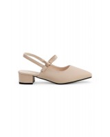 Ladies Pointed Toe Slingback Low Heels 63618 in Beige